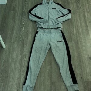 PUMA Women's Gray Track Pants and hoodie set